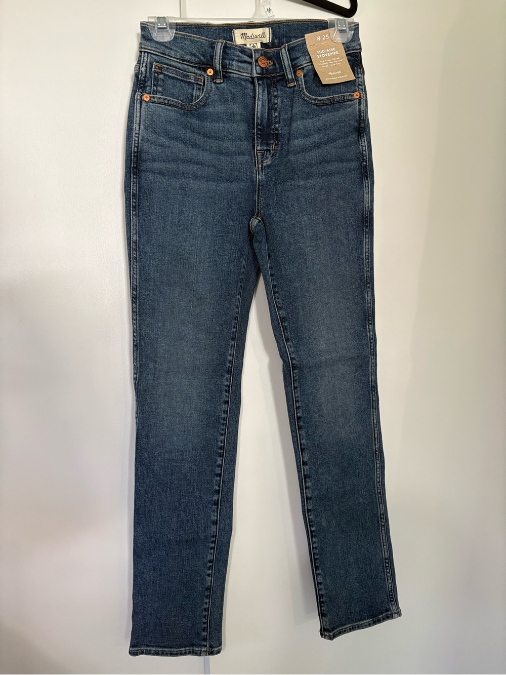 NWT Madewell Women’s size 25 mid-rise stovepipe jeans